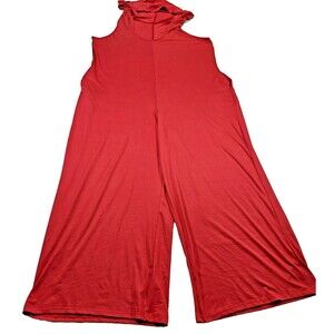 Sleeveless Red Hooded Jumpsuit with Pockets Women's Size 3X